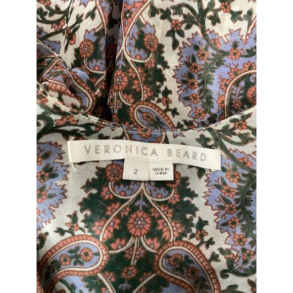 Veronica Beard 'Lowell Paisley' Blue Polyester Top Size 2 - Picture 4 of 5